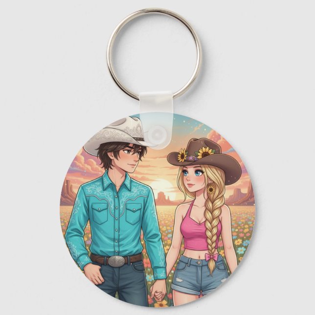 Chaveiro cowboy and cowgirl anime style (Frente)