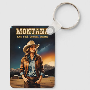 Chaveiro Cowgirl Cute Artsy Night Sky Montana