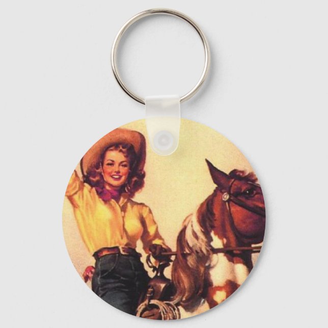 Chaveiro Cowgirl no Cavalo (Frente)