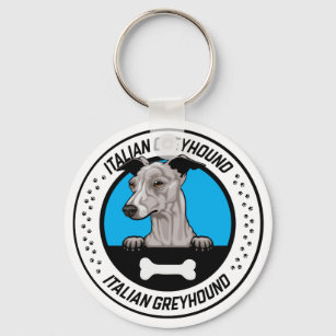 Chaveiro Crachá de Ilustração de Peeking em Greyhound Itali