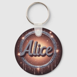 Chaveiro Crachá do Logotipo do Nome Alice em Joias Reluzent