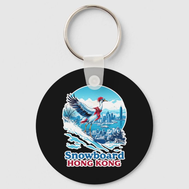 Chaveiro Crane De Snowboard Em Hong Kong Blue Skyline (Frente)