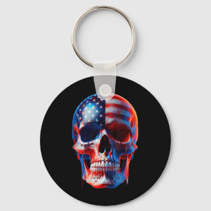Chaveiro Cráneo de Bandera Americana Esqueleto Patriótico 4