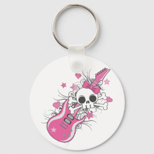 Chaveiro Crânio bonito com violão rosa