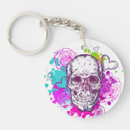 Chaveiro Crânio, Corações e Rosas