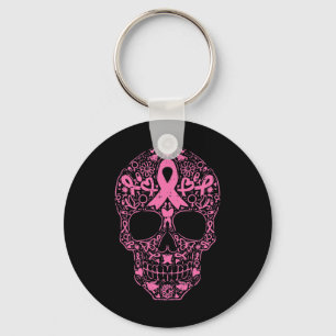 Chaveiro Crânio Crânio Fita Rosa Fita Calavera Cancer Awa
