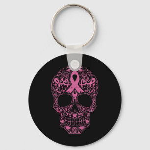 Chaveiro Crânio Crânio Fita Rosa Fita Calavera Cancer Awa