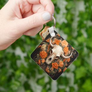 Chaveiro Cranio de Açúcar Bohemiano Vintage em Flor
