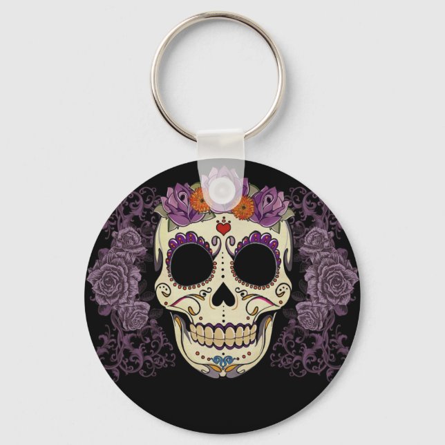 Chaveiro Crânio de Açúcar Roxo (Frente)