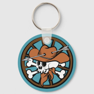 Chaveiro Crânio de cowboy e ossos cruzados