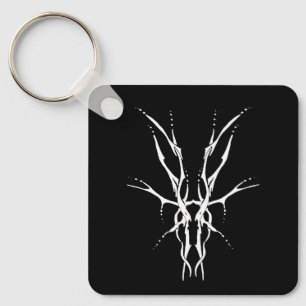 Chaveiro Crânio de Veado Tribal Preto e Branco Design de Ca