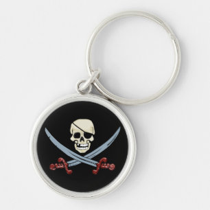 Chaveiro Crânio do pirata e arte assustador cruzada dos