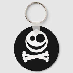 Chaveiro Crânio e Crossbones. Branco e preto