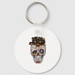 Chaveiro crânio giro cão roxineira crânio halloween