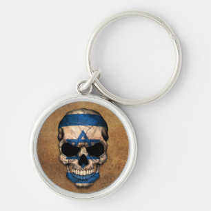 Chaveiro Crânio israelita envelhecido e vestido da bandeir