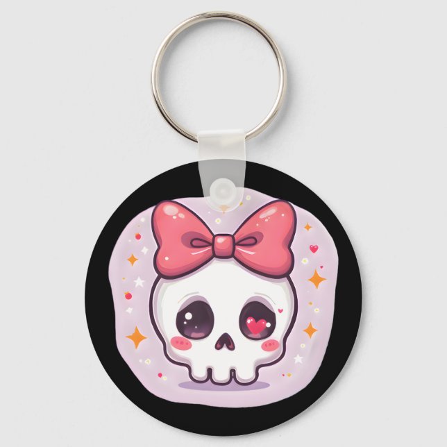 Chaveiro Cranio Pastel Goth com Laço (Frente)