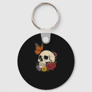 Chaveiro Crânios Borboleta Monarca Flores Halloween Homens