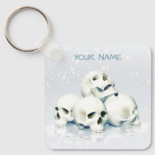Chaveiro Crânios na neve. Personalizado