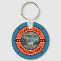 Crater Lake National Park Elk Retro Compass Emblem