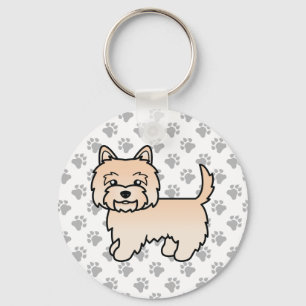 Chaveiro Cream Cairn Terrier Dog Cute Illustration & Paws