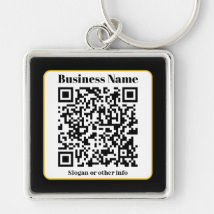 Chaveiro Create Your Own QR Code   Black White Gold Border
