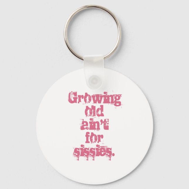 Chaveiro Crescendo Velho Não é para Letras Cor-de-rosa (Frente)