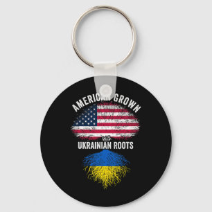 Chaveiro Crescido Americano Com Raízes Ucranianas Bandeira