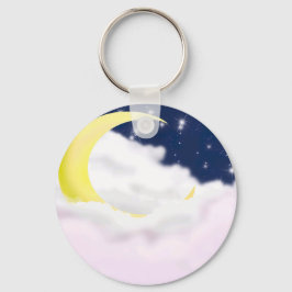 Chaveiro Cresent Moon in Soft Clouds Aluminum Keychain 