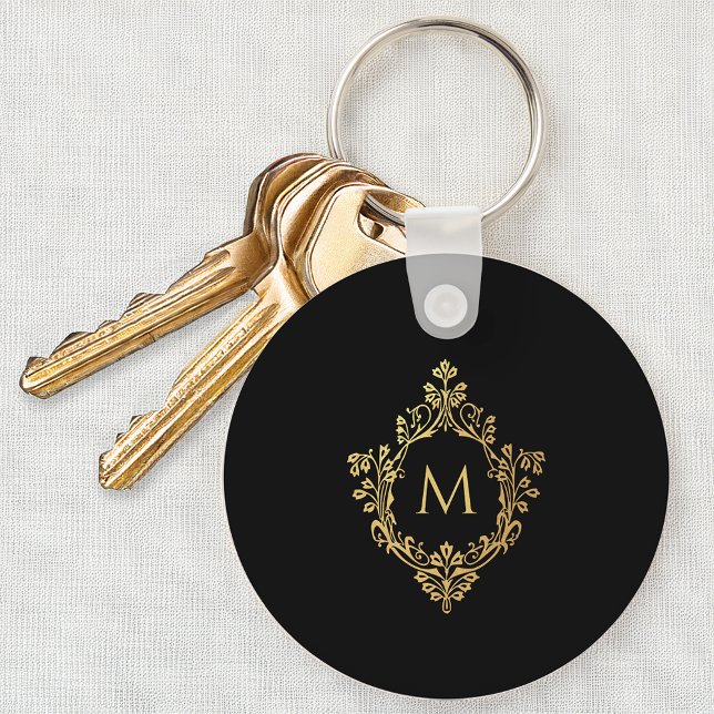 Chaveiro Crest Vintage Elegante Dourado Falso Monograma Pre (Criador carregado)