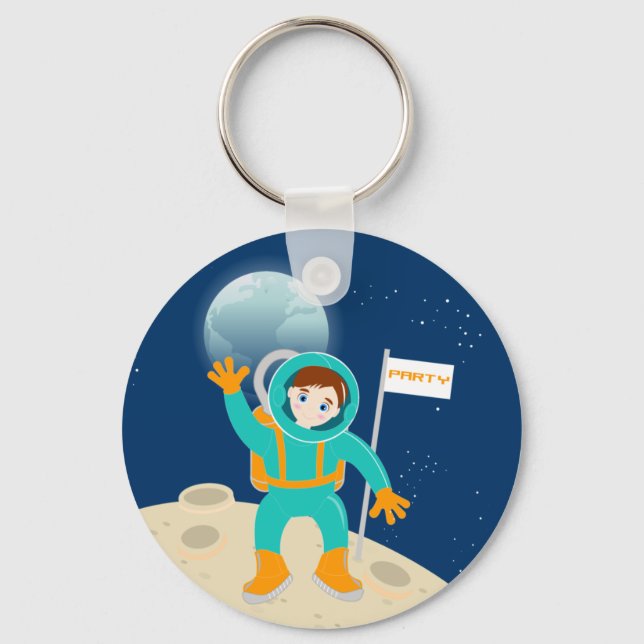 Chaveiro Criança astronauta na festa de aniversário da lua (Frente)