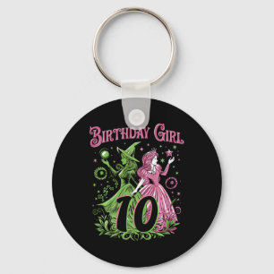 Chaveiro Crianças 10º aniversário Bruxa rosa e verde 10 ano