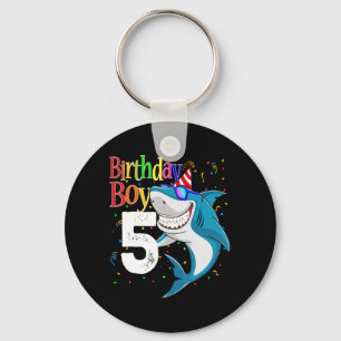 Chaveiro Crianças 5 de Aniversário Garoto Tubarão-Cerca De