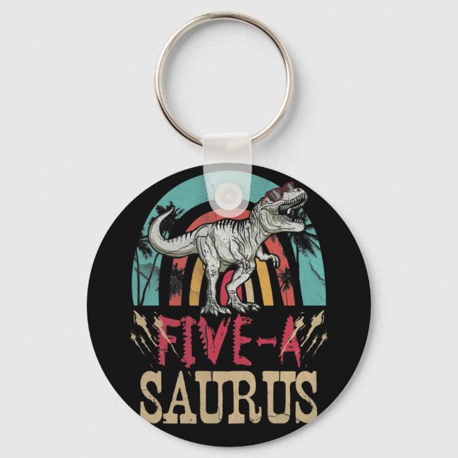 Chaveiro Crianças de 5 anos Dinossauro 5 de aniversário T R (Frente)