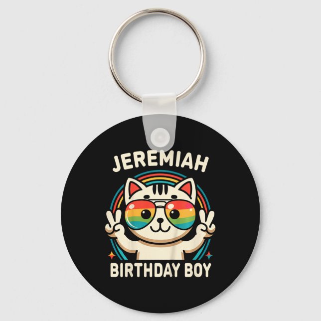 Chaveiro Crianças: Jeremiah Birthday Boy Cat (Frente)