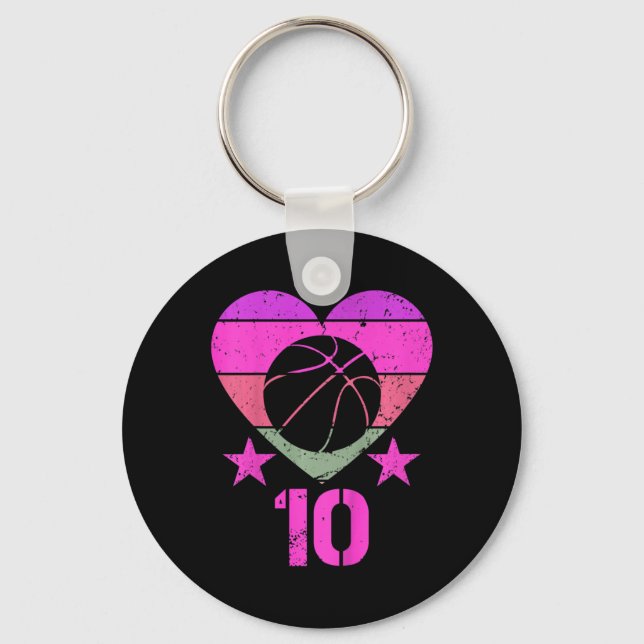 Chaveiro Crianças Jogando Basquete No Aniversário De 10 Ano (Frente)