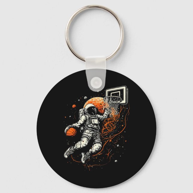 Chaveiro Crianças: Legal basquete espacial com astronauta (Frente)