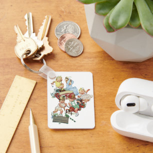 Chaveiro Crianças Vintage Brincando com Bombeiros