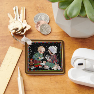 Chaveiro Crianças Vintage tendo uma festa de chá de ponta