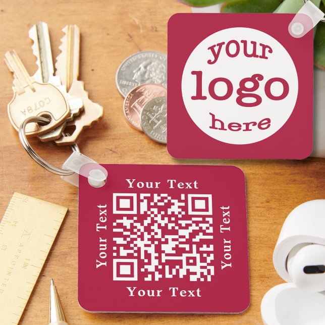 Chaveiro Criar código QR personalizado Texto Texto Logotipo (Create Custom QR Code Text Business Company Logo Keychain)