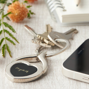 Chaveiro Criar o coração de Aniversário do Monograma Dourad