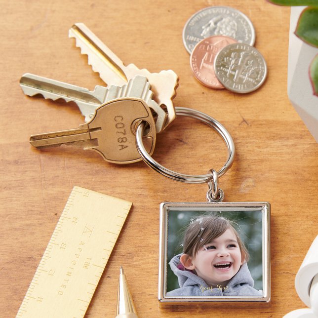 Chaveiro Criar Tornar Personalizado Texto Fotográfico Texto (Create Make Custom Photo Text Square Metal Keyring)