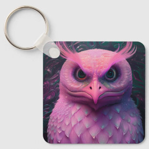 Chaveiro Criatura Híbrida Rosa Murloc/Coruja
