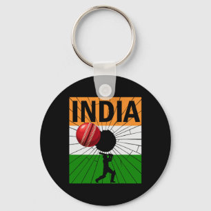 Chaveiro Cricket Índia Com Pincelada Da Bandeira Indiana As