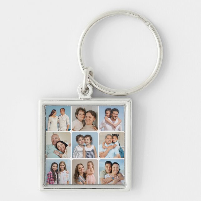 Chaveiro Crie os seus cantos redondos 9 Colagem de fotos (Frente)