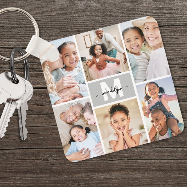 Chaveiro Crie seu próprio colagem de 6 fotos personalizado (Custom Make Your Own 6 Photo Collage keychain)