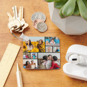 Chaveiro Crie sua própria colagem de 8 fotos