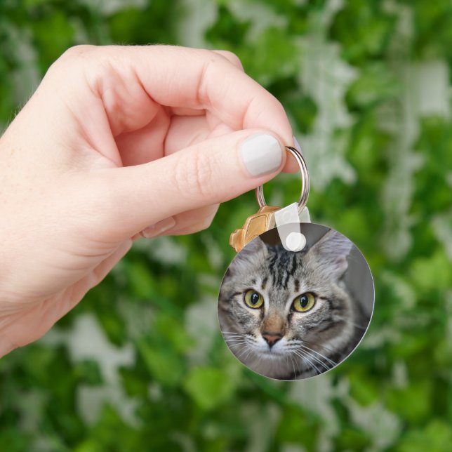 Chaveiro Crie Sua Própria Foto Personalizada de Gato de Est (Mão)