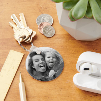 Chaveiro Crie Sua Própria Foto Personalizada DIY Cinza Pret