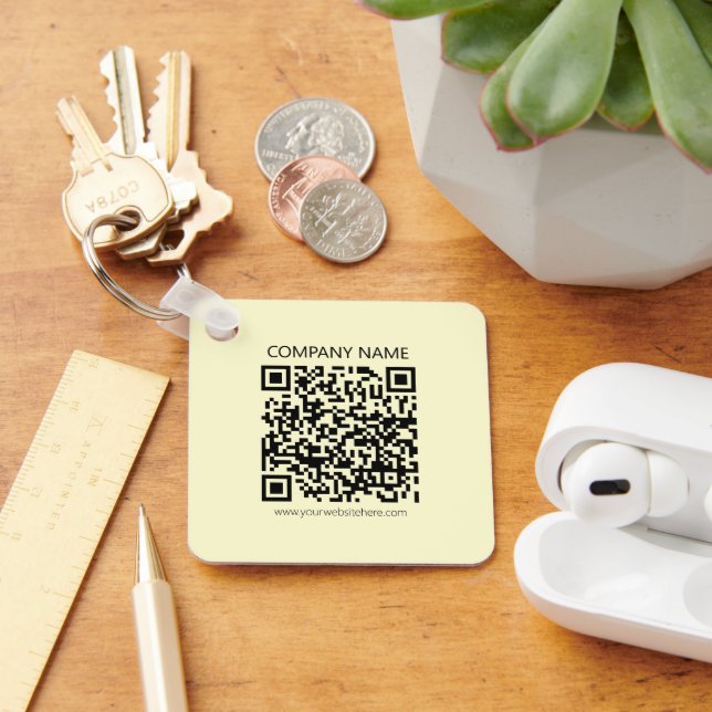 Chaveiro Crie um Código QR | Amarelo Claro (Mesa)