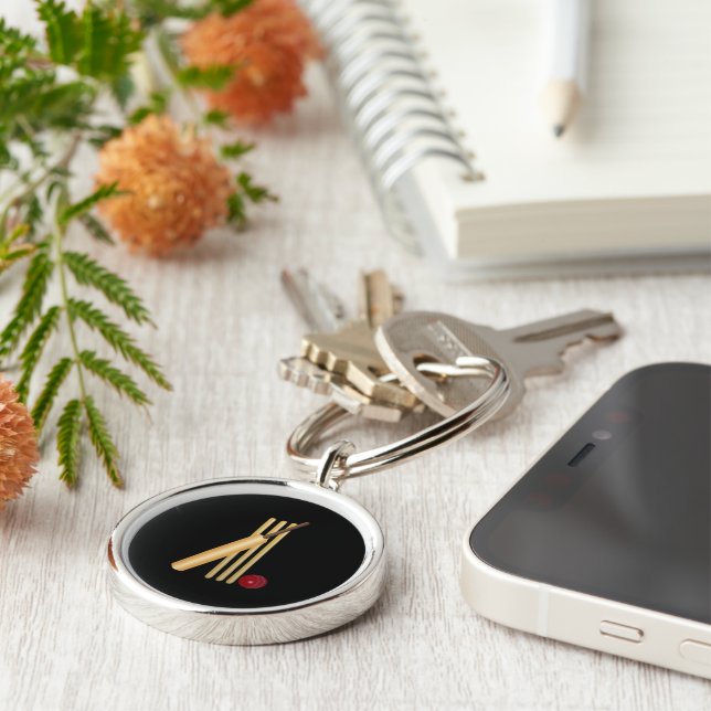 Chaveiro Críquete - Wicket, bat e ball (Lateral)